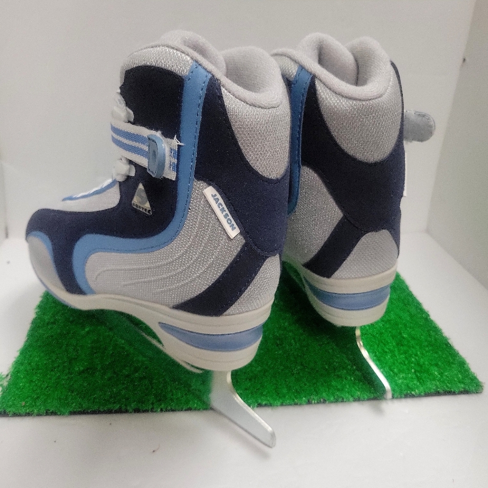 Jackson Skates Softec Ice Figure Navy Gray Size 7 Straps Worn 2xs - Picture 7 of 8